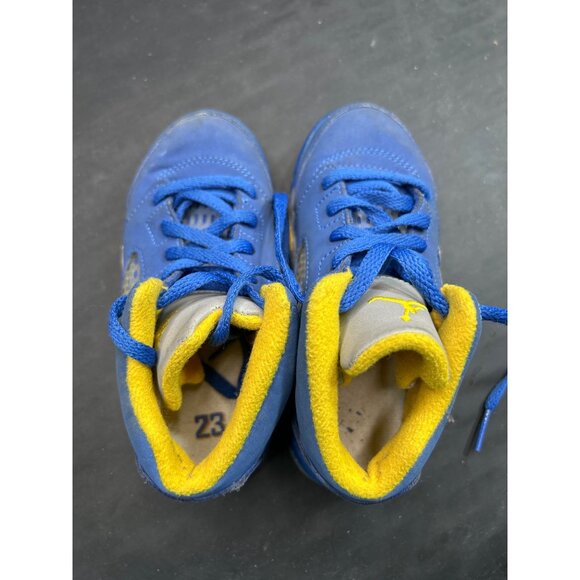 Nike Air Jordan 5 Retro Toddler Shoes Size 9C Blue/Yellow - Picture 8 of 8
